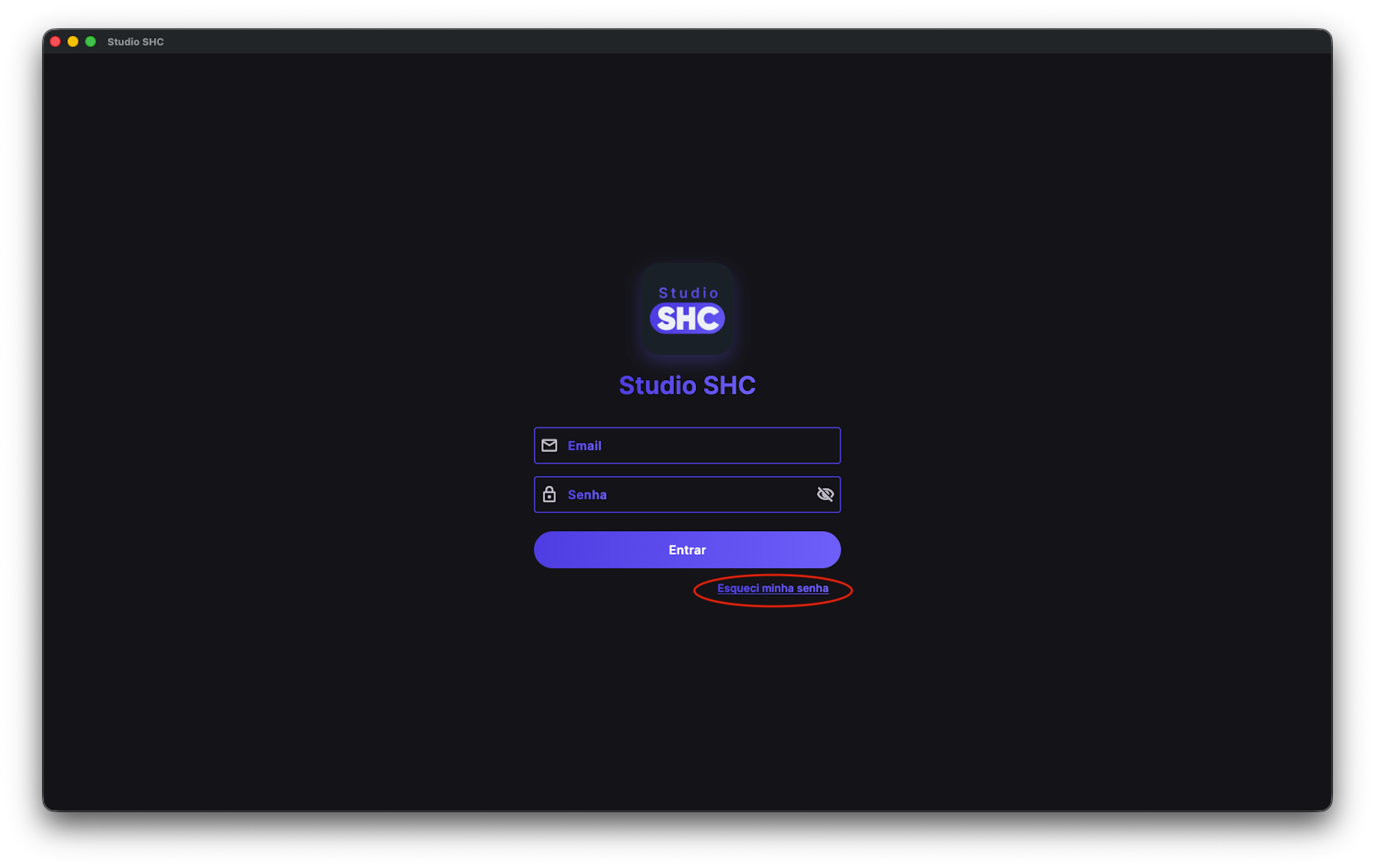 Tela de login_esqueci_senha