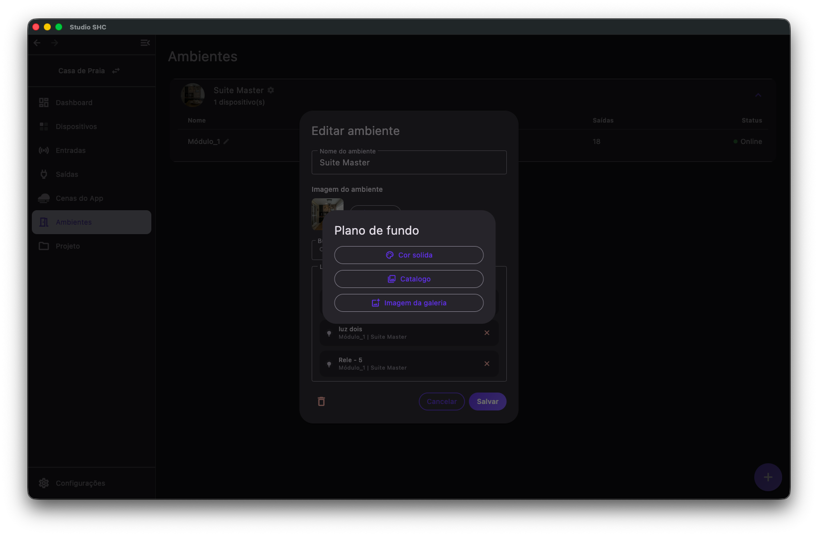 Tela de editar ambiente3