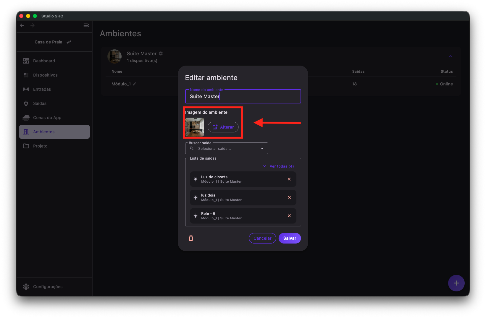 Tela de editar ambiente2