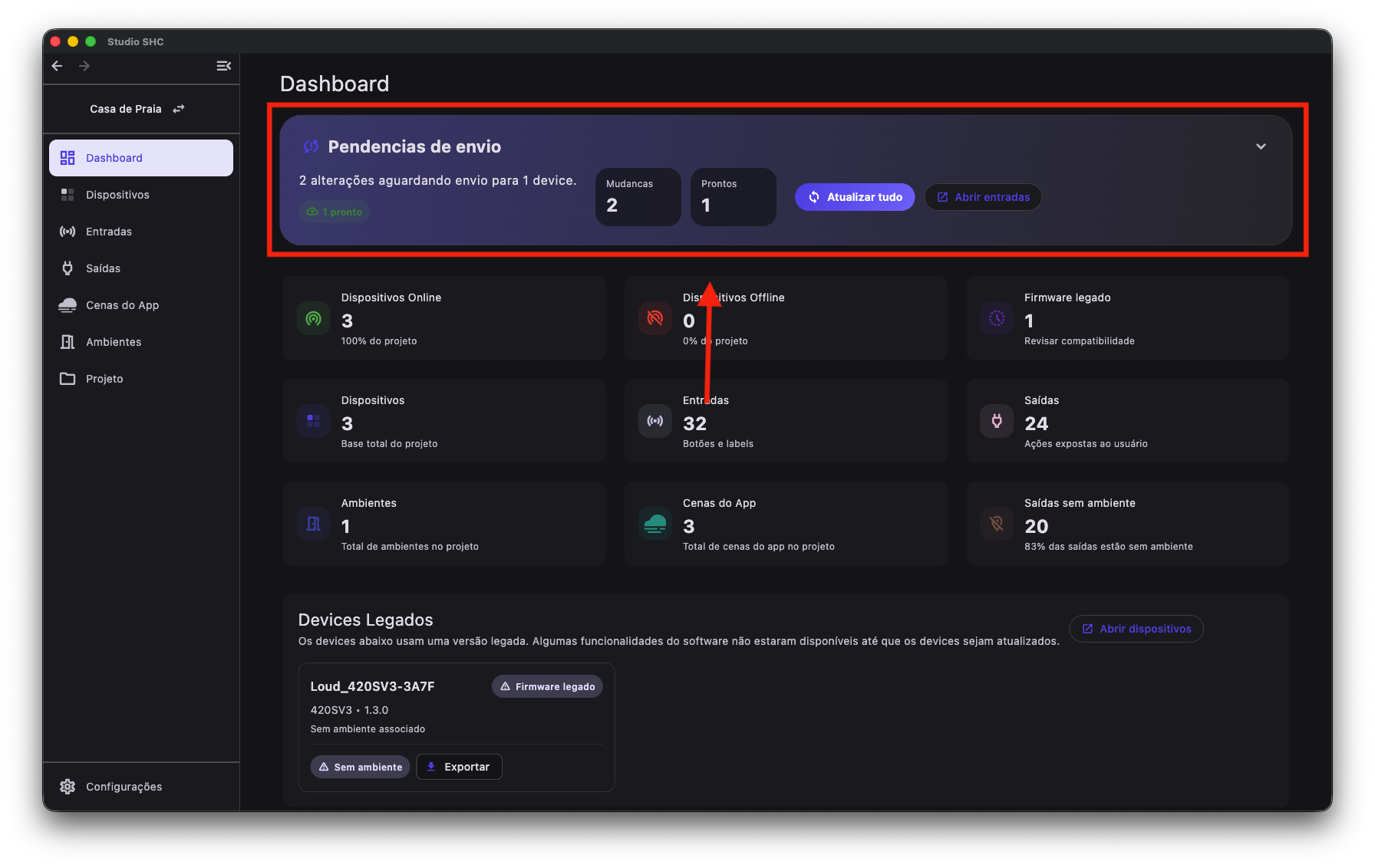 Tela de update