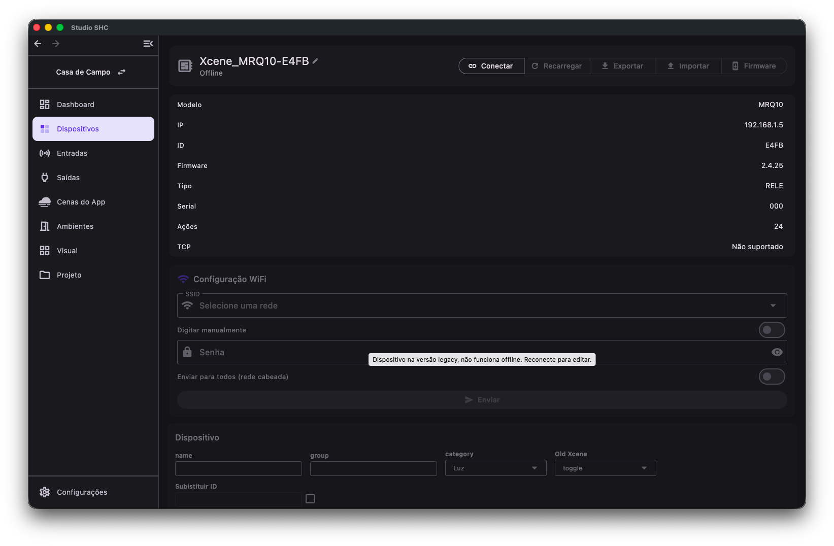 Blocos de configuração bloqueados
